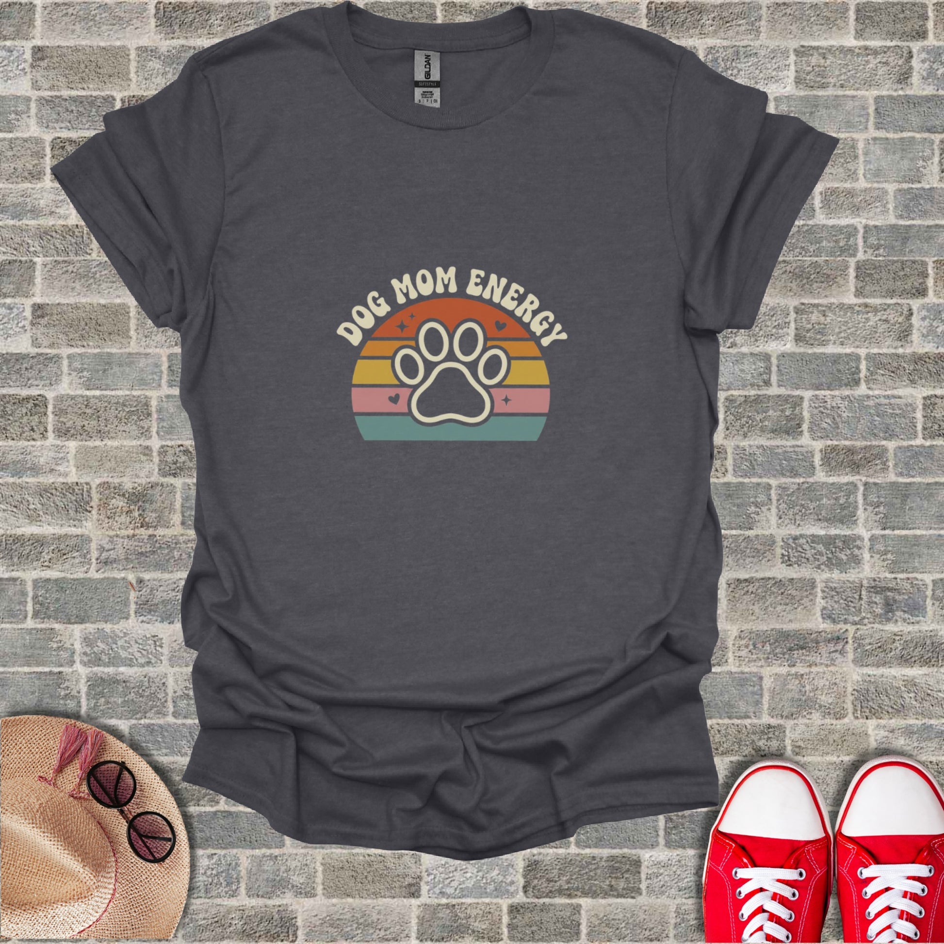 Dog Mom Energy Paw Print Retro Sunset Vibes product type