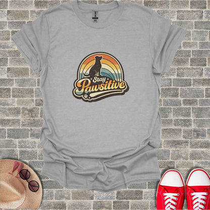 Stay Pawsitive Dog Rainbow Graphic Tee product type
dog
puppy
canine
pet
dog lover
dog owner
animal lover
paw
pawsitive
retro
rainbow
vintage
graphic tee
design print
stay positive
good vibes
optimism
t-shirt
tee
apparel