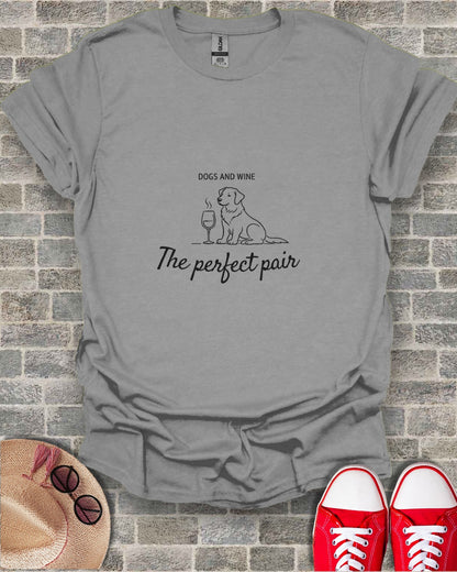 Dogs and Wine The Perfect Pair Graphic T-Shirt