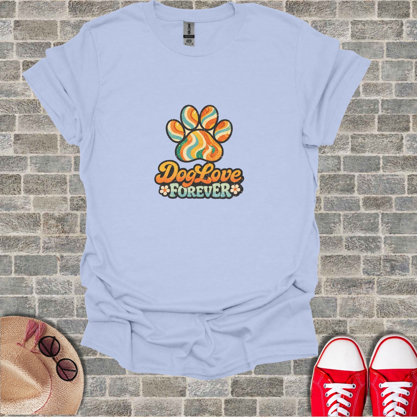Retro Paw Print Dog Love FOREVER T-shirt product type