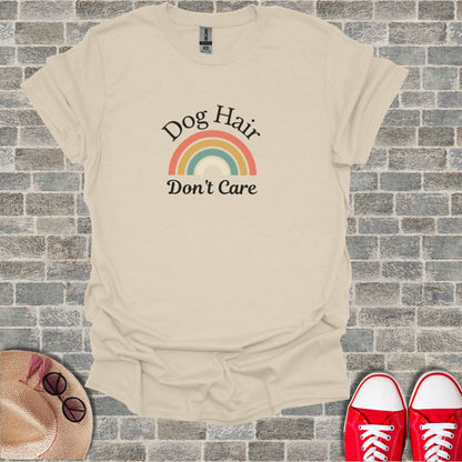 Dog Hair Don't Care funny rainbow graphic shirt product type