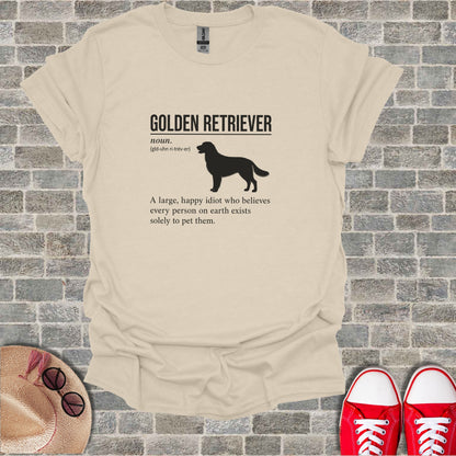 Cream t-shirt with "Golden Retriever" definition and illustration.