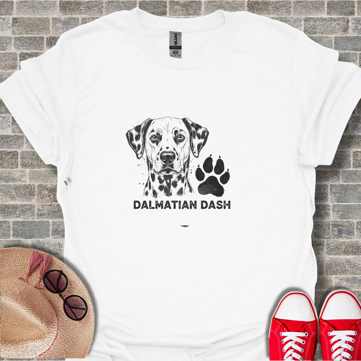 Dalmatian Dash Dog Design White Graphic T-Shirt
