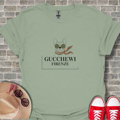 Stylish Gucchewi Firenze Cat Theme Graphic Tee Shirt