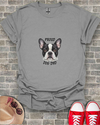 Proud Dog Dad French Bulldog Graphic Tee Shirt