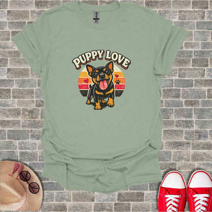 Puppy Love Happy Dog Retro Sunset Graphic Design product type