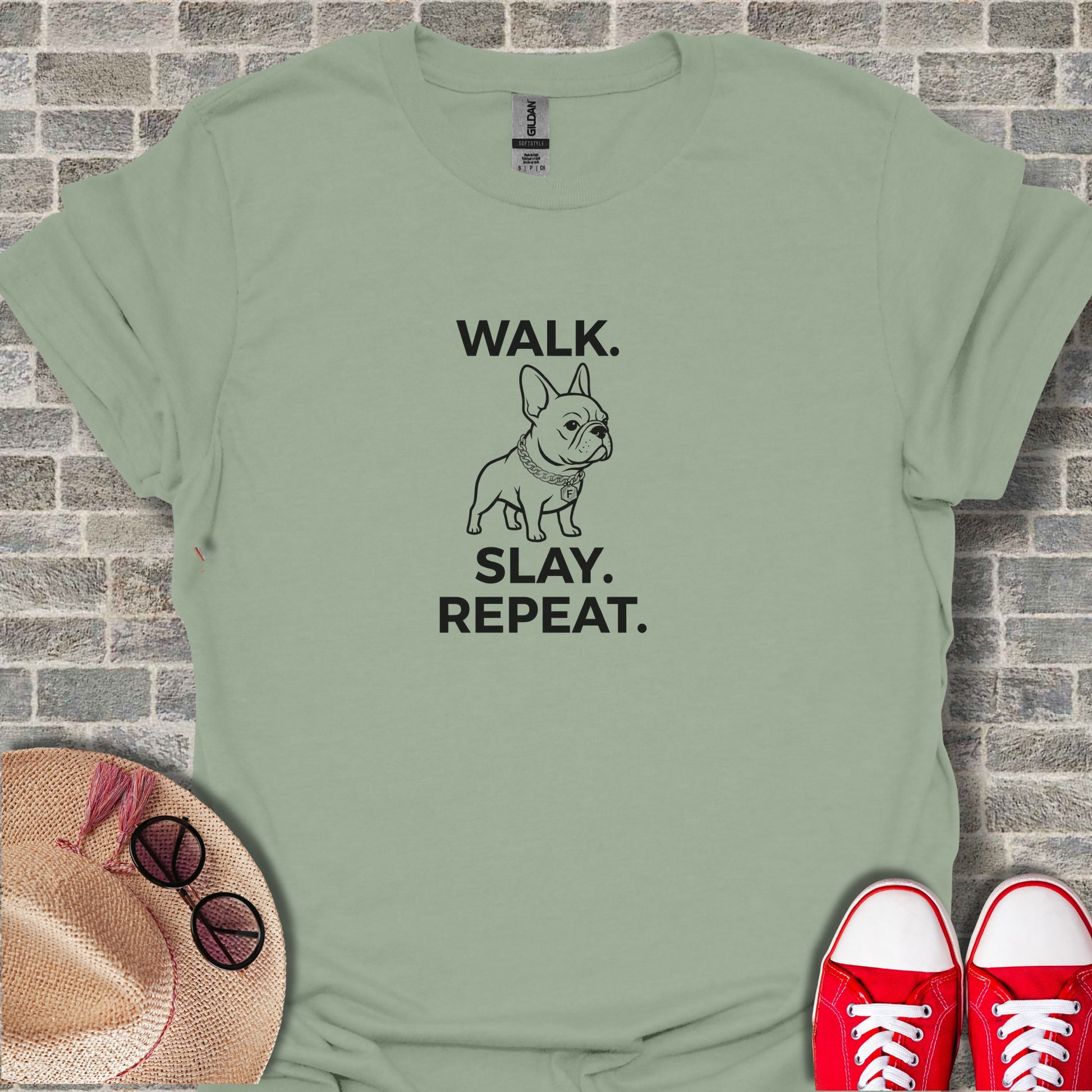 Walk Slay Repeat Graphic Tee for Dog Lovers