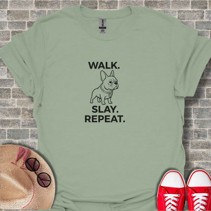 Walk Slay Repeat Graphic Tee for Dog Lovers