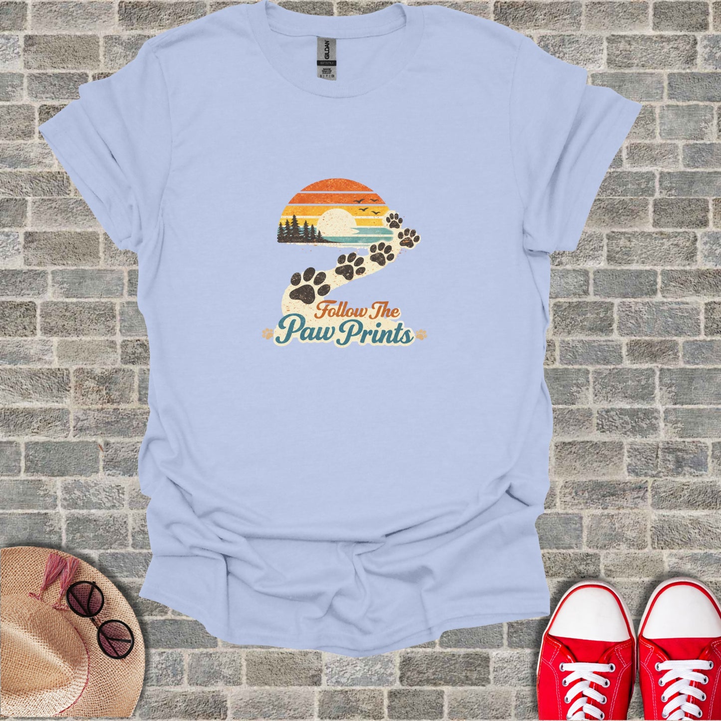 Follow The Paw Prints Sunset Trees Birds product type