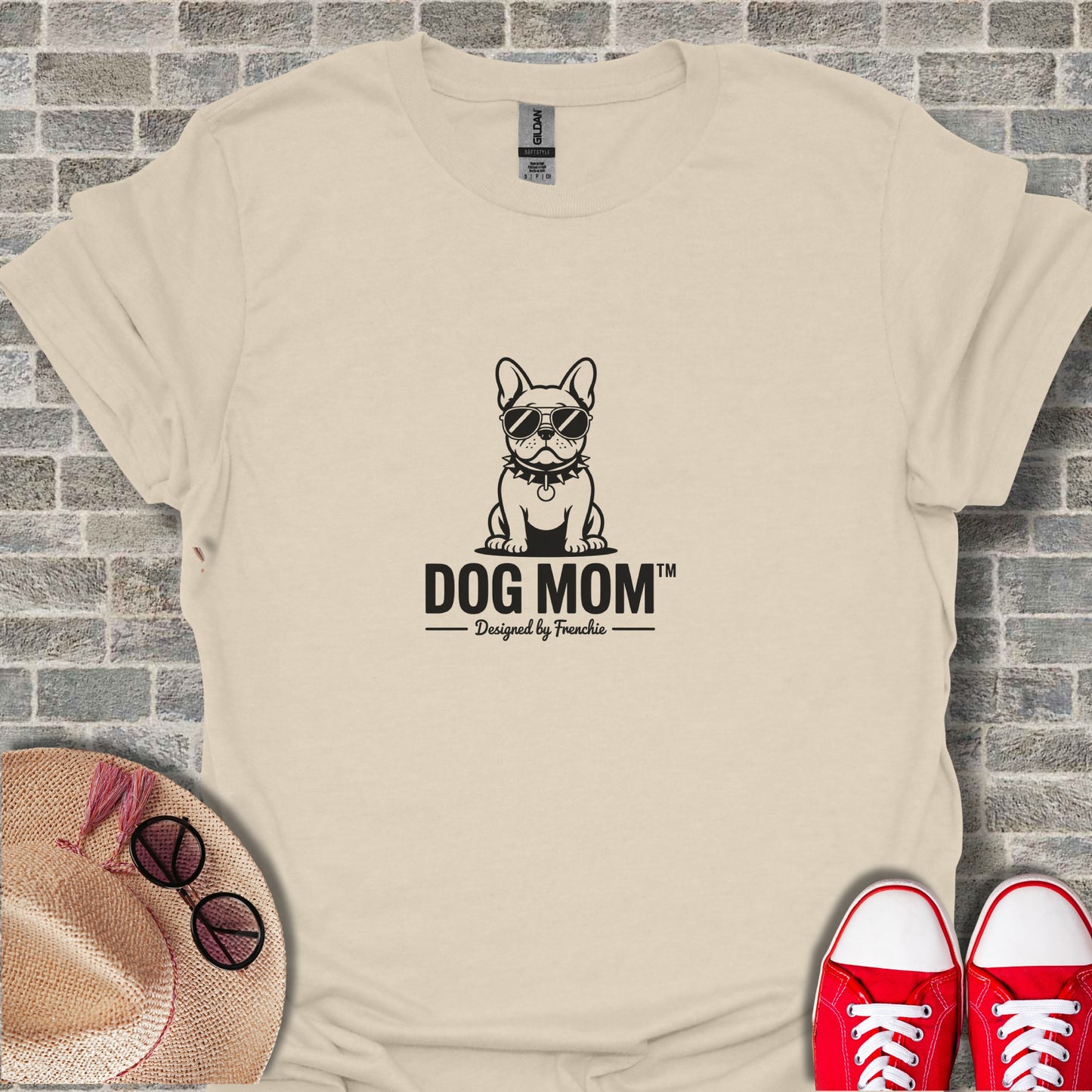 Dog Mom Designed by Frenchie Tee shirt