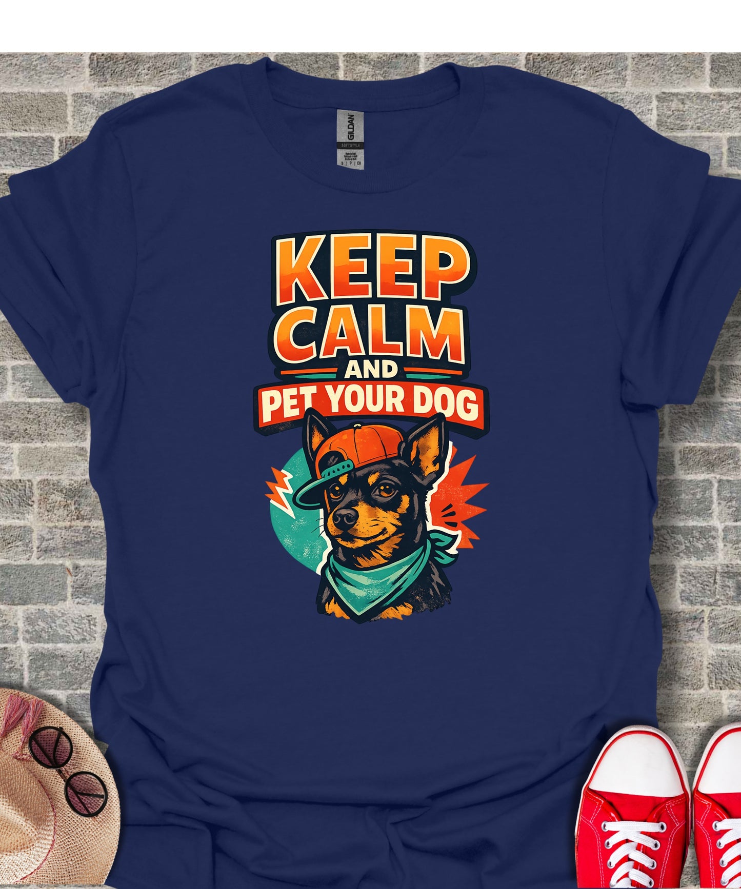 Keep Calm and Pet Your Dog Funny Graphic Tee Shirt