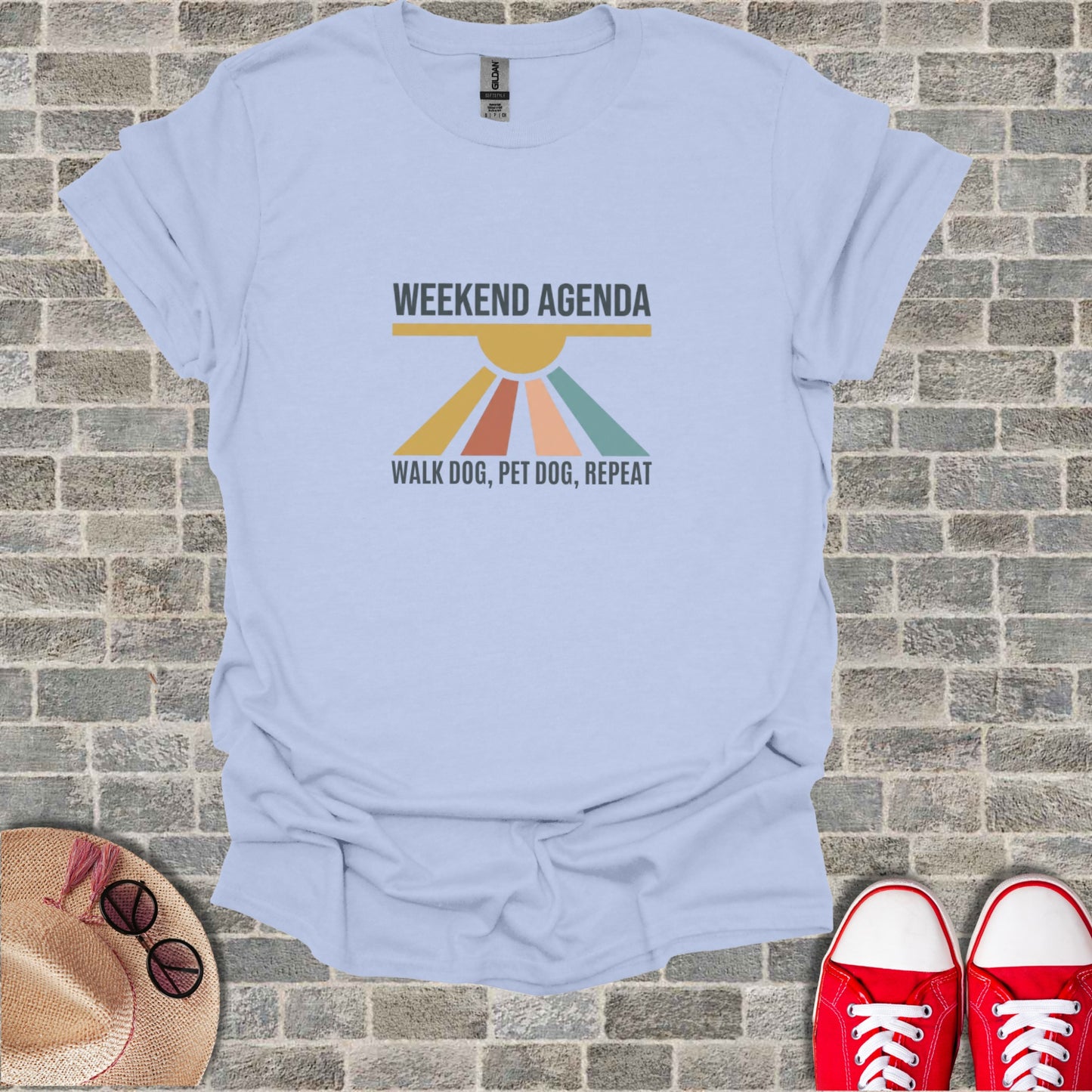 Weekend Agenda Walk Dog Pet Dog Repeat T-shirt
