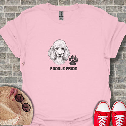 Pink t-shirt with a poodle illustration and "Poodle Pride" text.