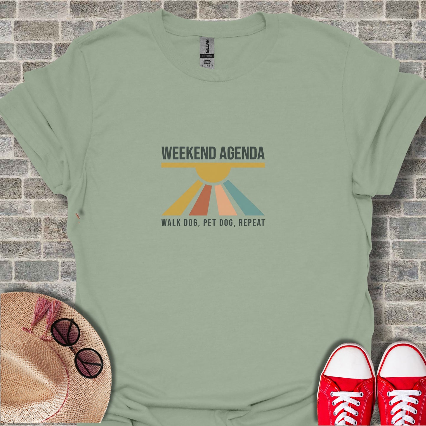 Weekend Agenda Walk Dog Pet Dog Repeat Tee