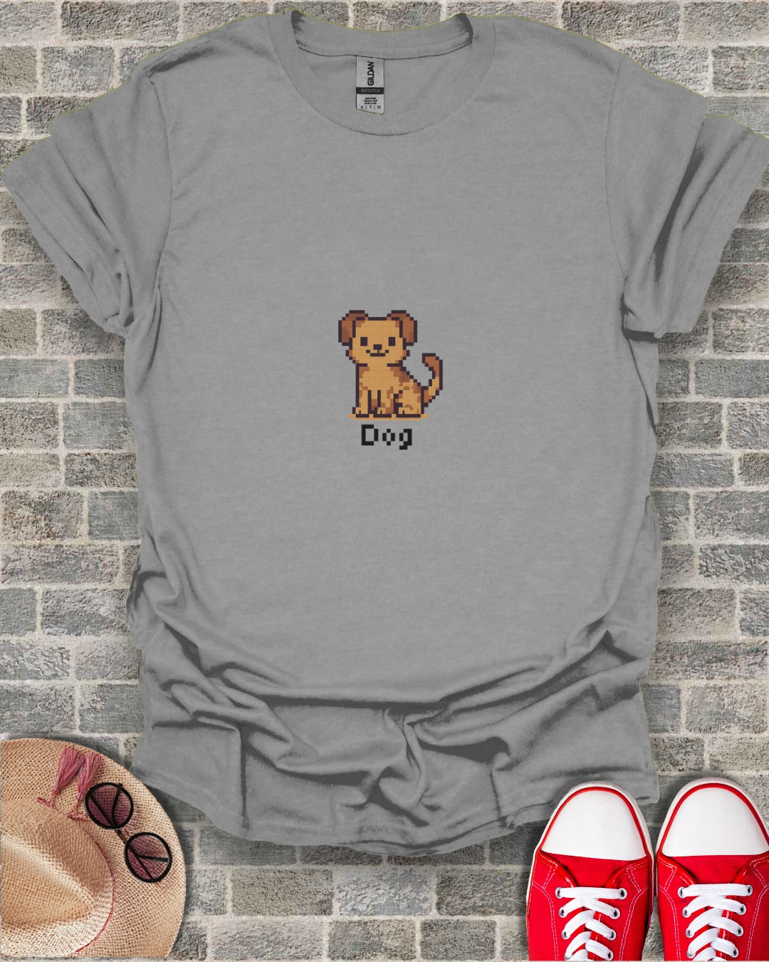 Cute Pixel Dog Graphic T-Shirt for Casual Wear