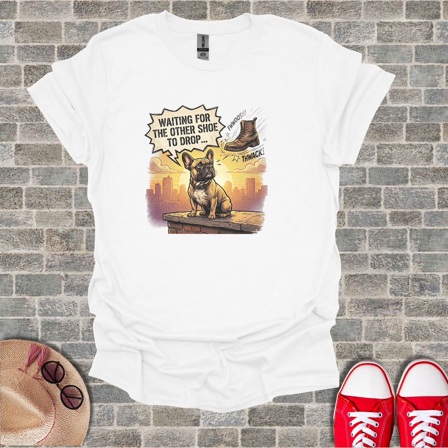 Funny French Bulldog Waiting For Other Shoe To Drop T-Shirt