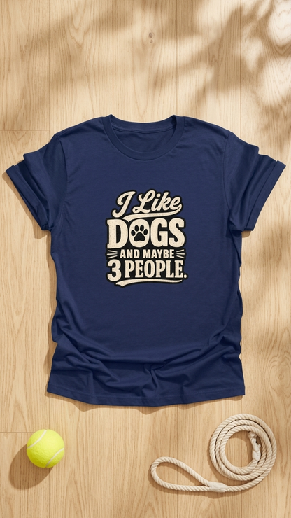 I Like Dogs AND Maybe 3 People Funny Statement T-Shirt